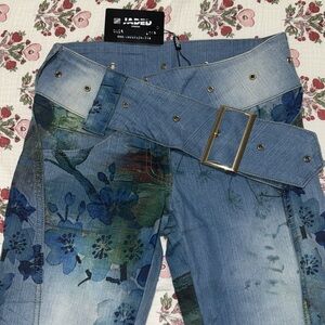Jaded London Floral Belt Jeans